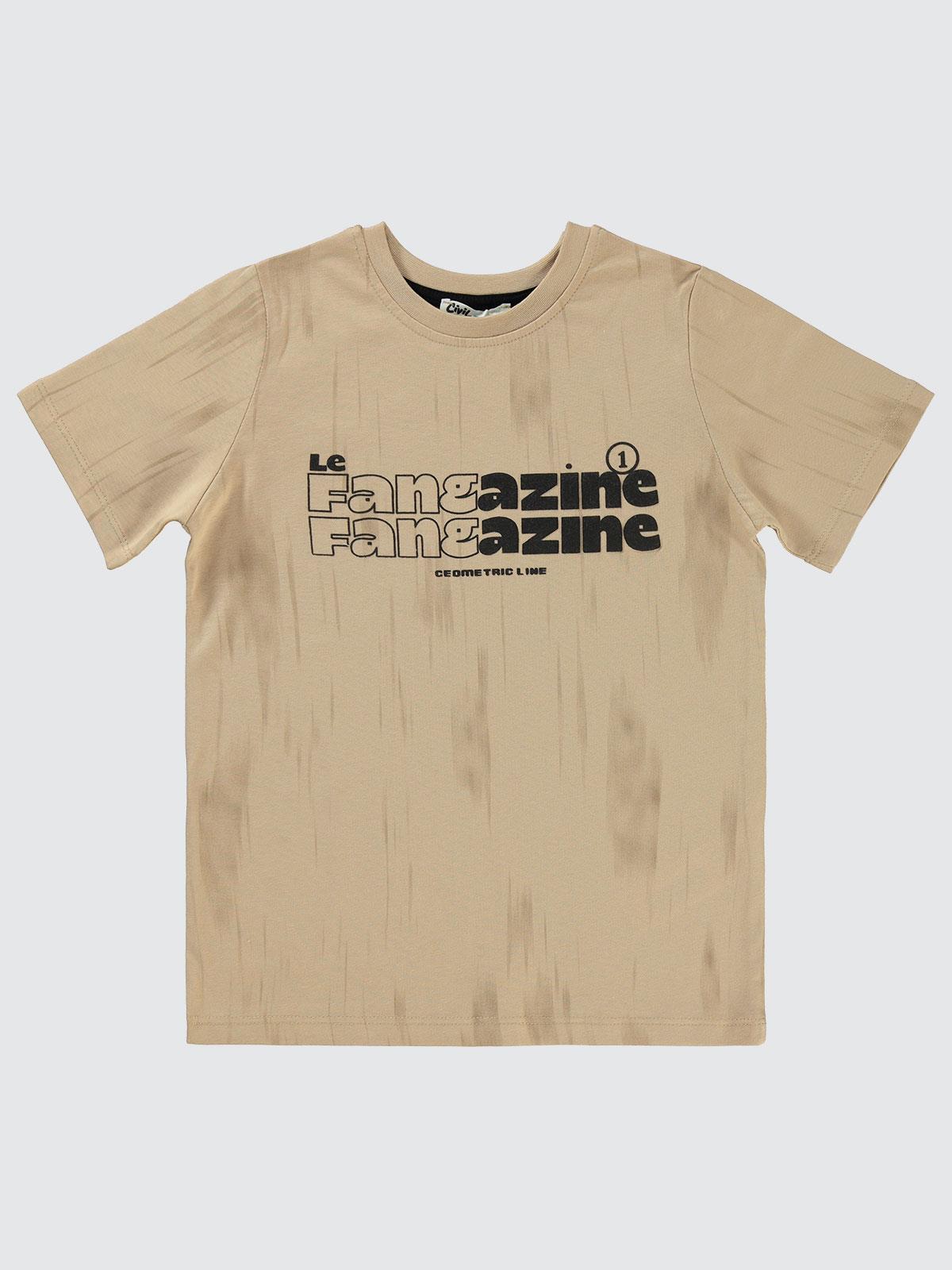 Civil Boys Fangazine Baskılı 6-9 Yaş Tişört - Bej