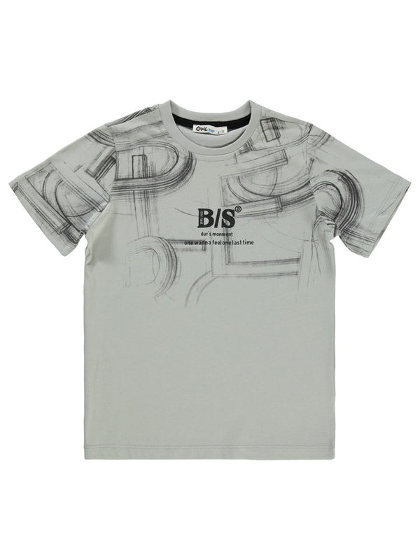 Civil Boys Bs Çizim Baskılı 6-9 Yaş Tişört - Gri