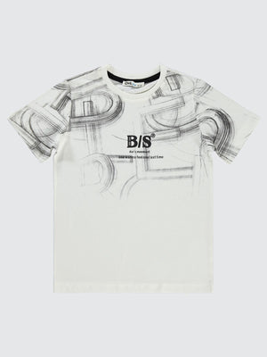 Civil Boys Bs Çizim Baskılı 6-9 Yaş Tişört - Gri
