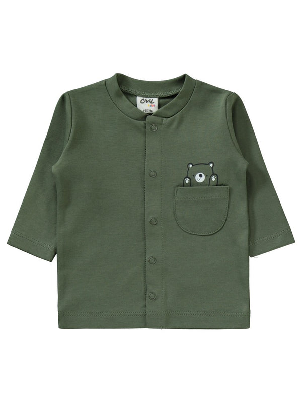 Civil Baby Ayıcık Baskılı 1-6 Ay Pijama Takımı - Haki