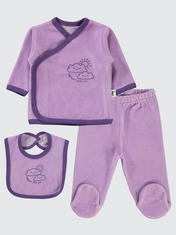 Civil Baby Bulut Baskılı Zıbın Takımları - Lila