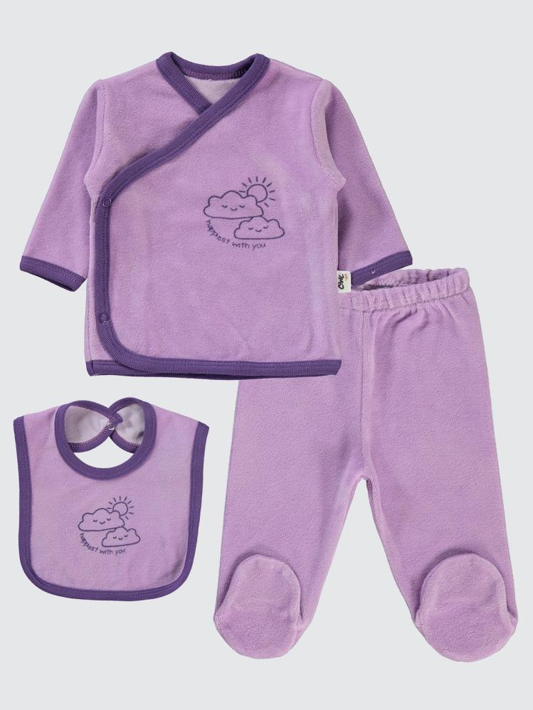 Civil Baby Bulut Baskılı Zıbın Takımları - Lila