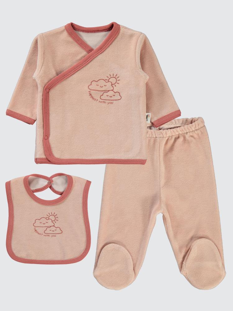 Civil Baby Bulut Baskılı Zıbın Takımları - Pudra