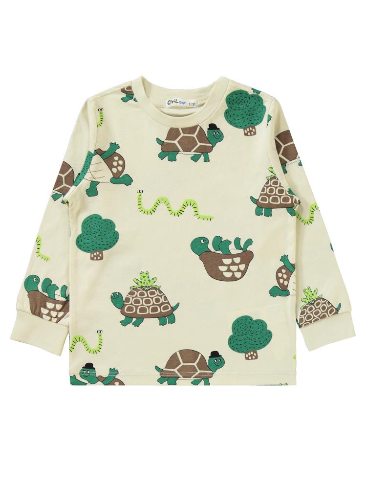 Civil Boys Slow Down Baskılı 2-5 Yaş Pijama Takımı - Bej