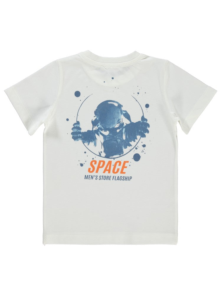 Civil Boys Space Store Baskılı 2-5 Yaş Tişört - Ekru