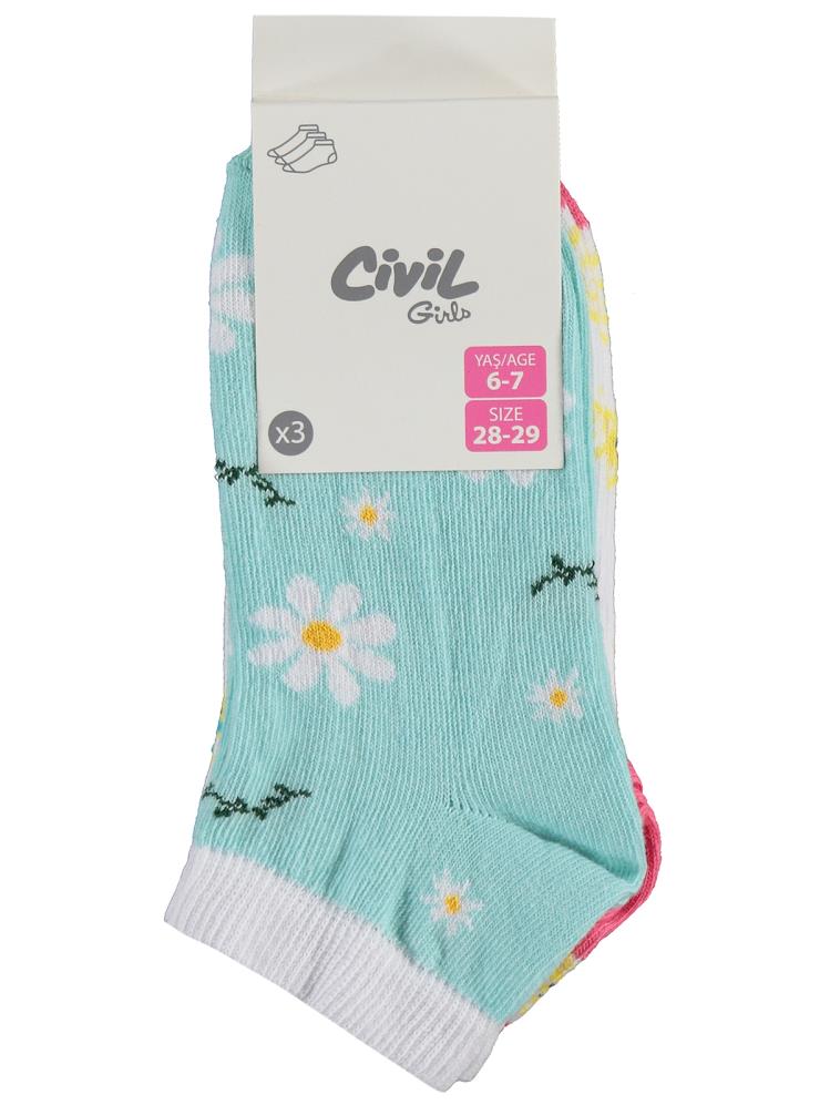 Civil Girls Papatya 3'lü 2-12 Yaş Kız Patik Çorap