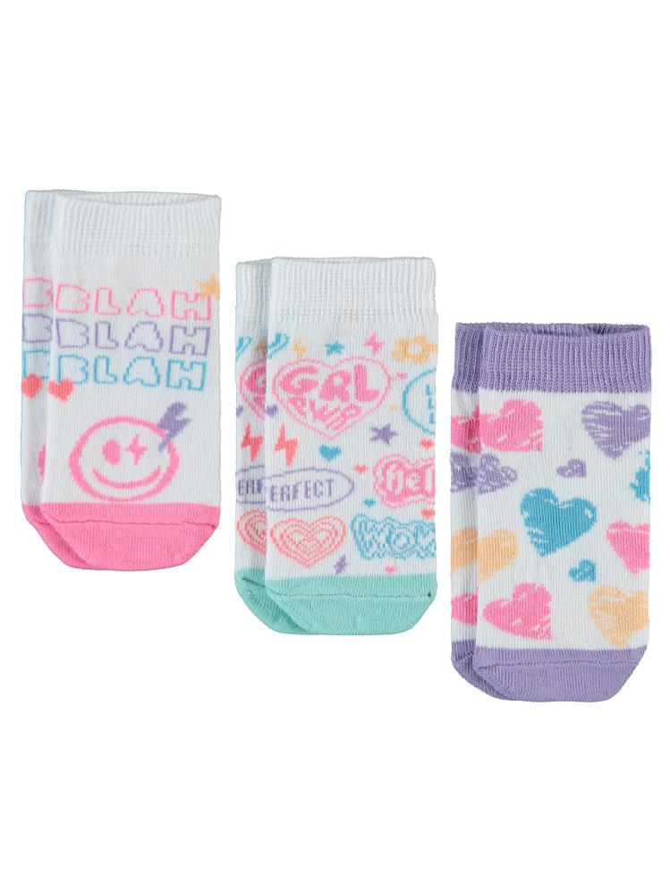 Civil Girls Smile 3'lü 2-12 Yaş Kız Patik Çorap