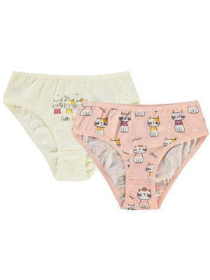 Civil Girls Cute Cat 2-10 Yaş 2'li Külot Set