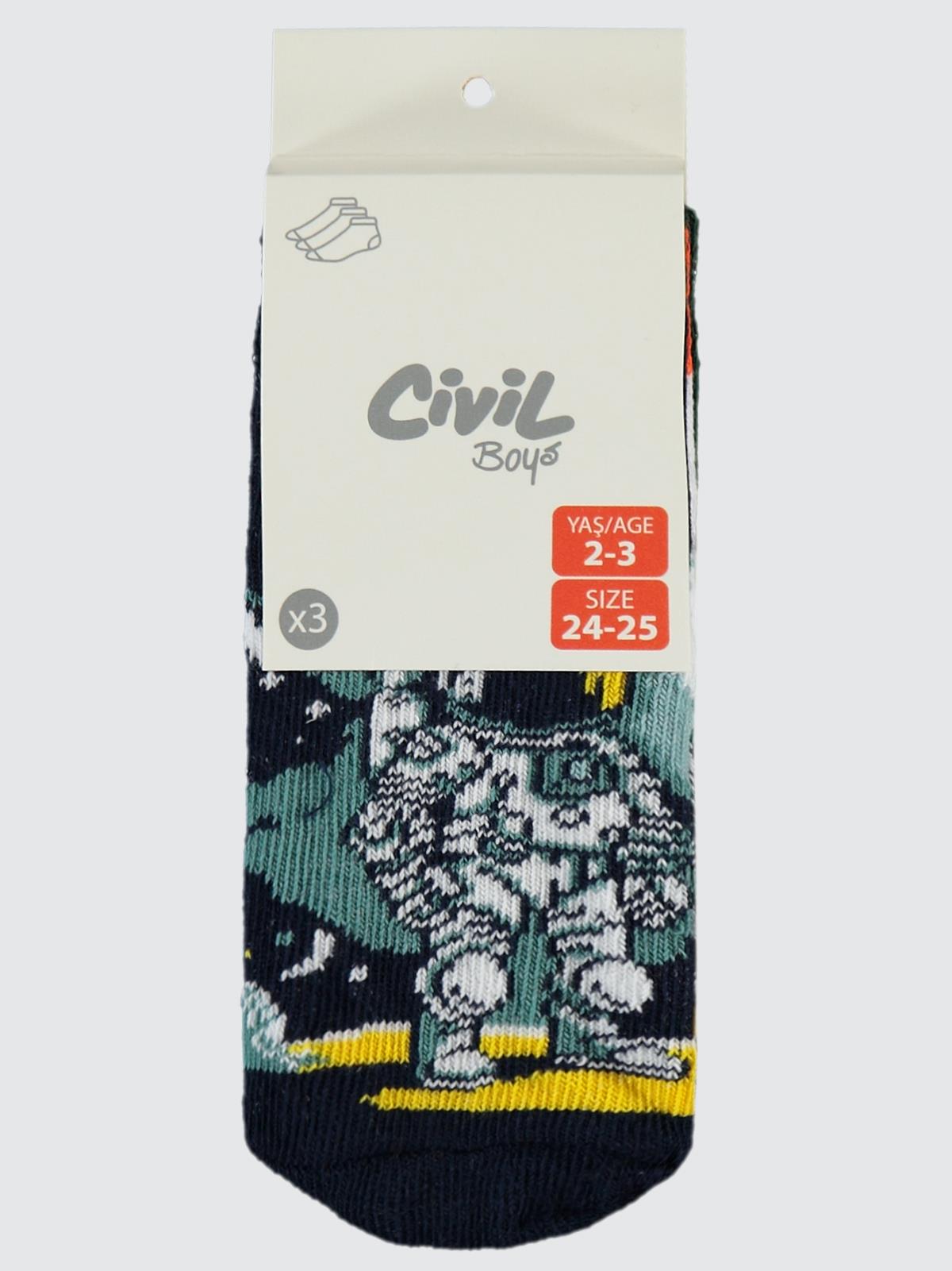 Civil Boys Need More Space 3'lü 2-12 Yaş Erkek Patik Çorap