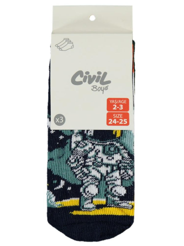 Civil Boys Need More Space 3'lü 2-12 Yaş Erkek Patik Çorap