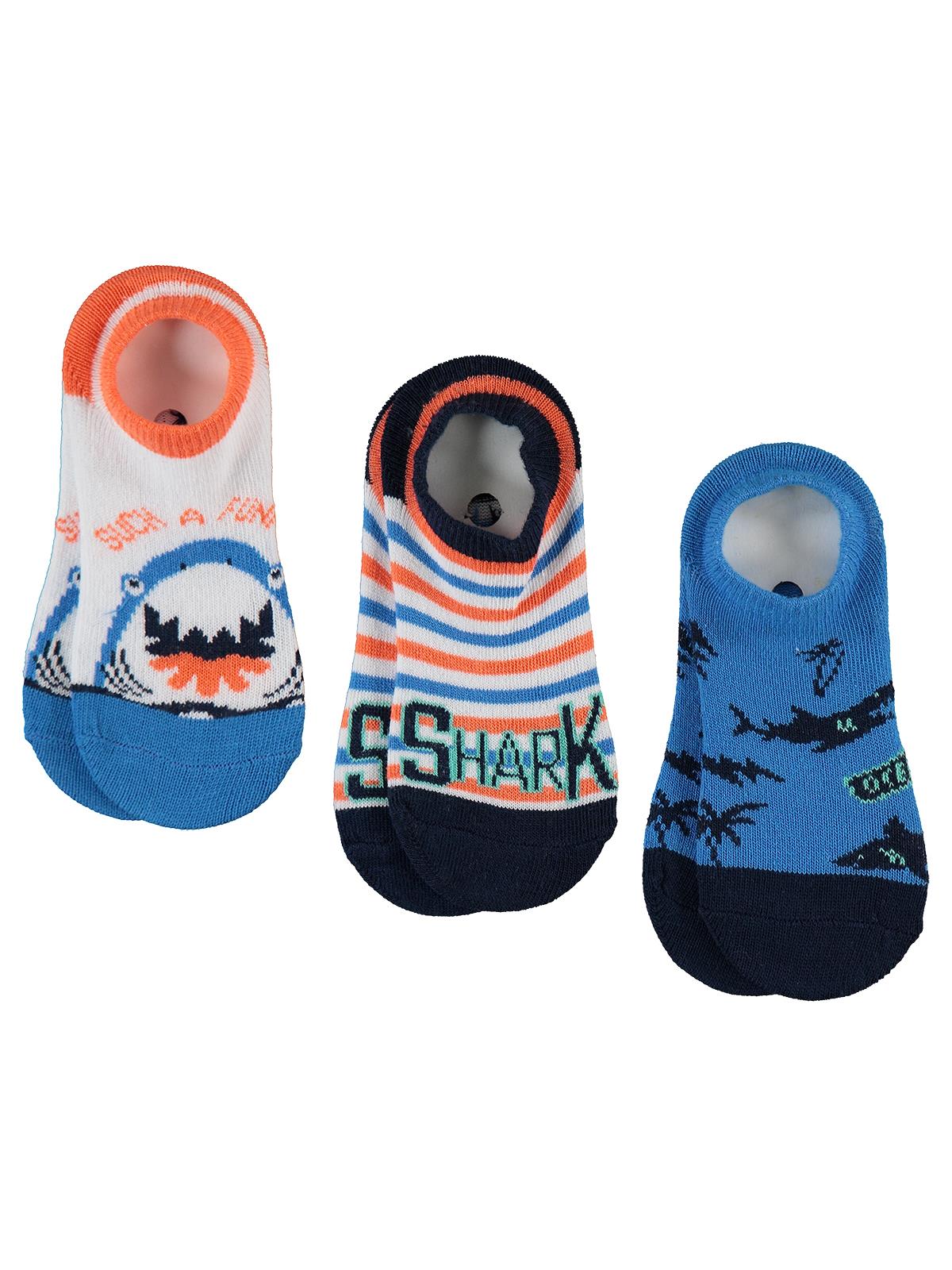 Civil Boys Shark 3'lü 2-12 Yaş Erkek Babet Çorap