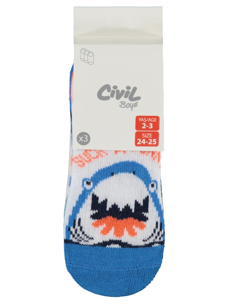 Civil Boys Shark 3'lü 2-12 Yaş Erkek Babet Çorap