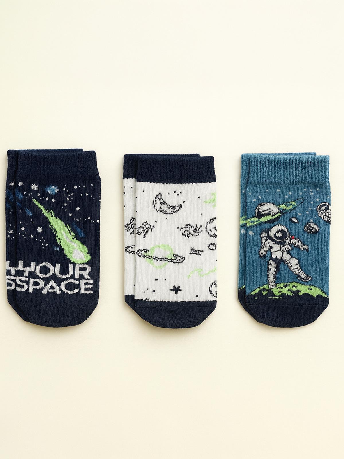 Civil Erkek Çocuk Your Space 3'lü Erkek Patik Çorap | Baskılı | Okul Kreş ve Günlük Kullanım