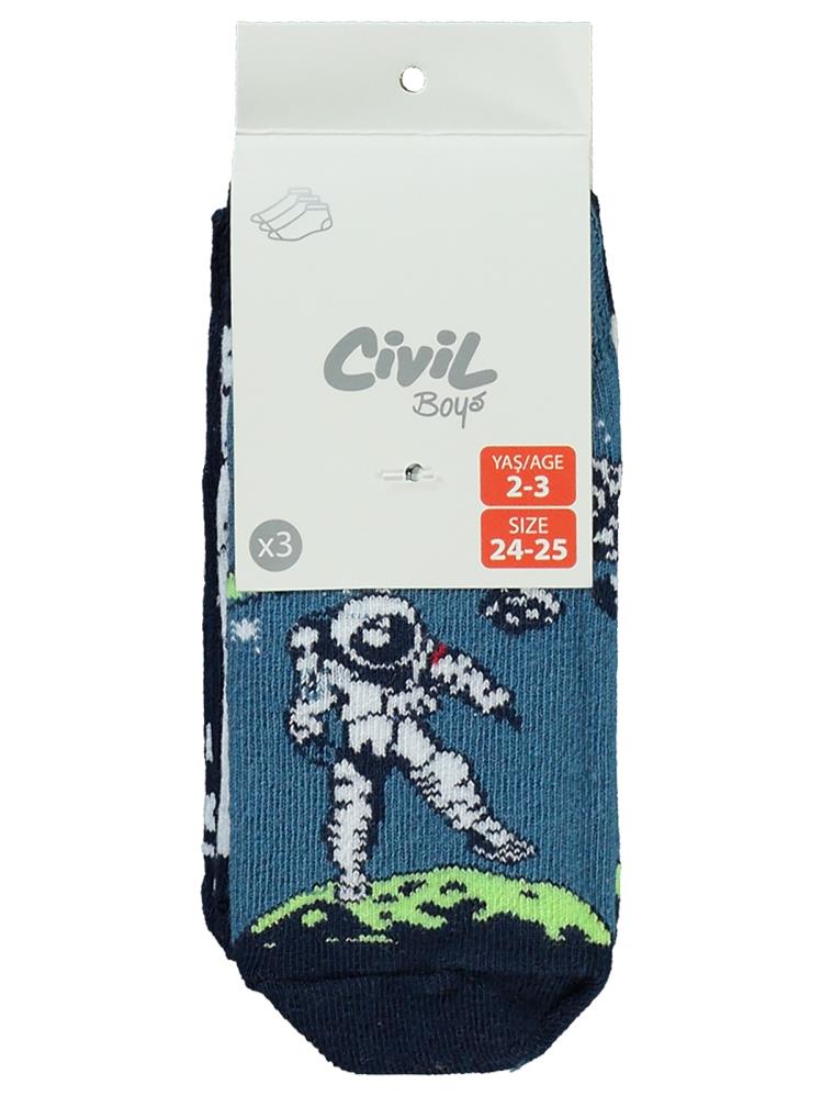 Civil Boys Your Space 3'lü 2-12 Yaş Erkek Patik Çorap