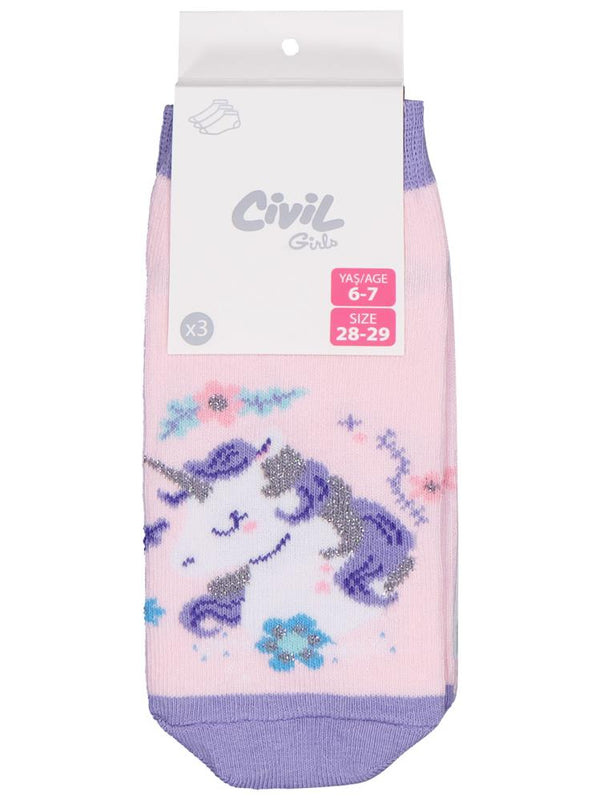 Civil Girls Hello Unicorn 3'lü 2-12 Yaş Kız Patik Çorap