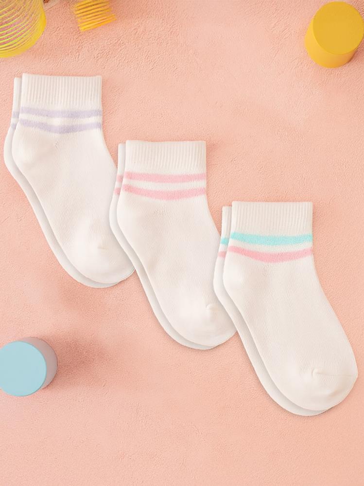 Civil Girls Basic Çizgili 3'lü 2-12 Yaş Kız Patik Çorap
