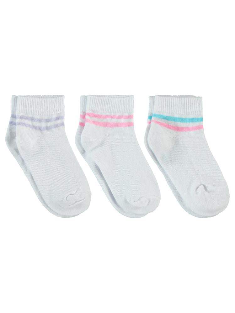 Civil Girls Basic Çizgili 3'lü 2-12 Yaş Kız Patik Çorap