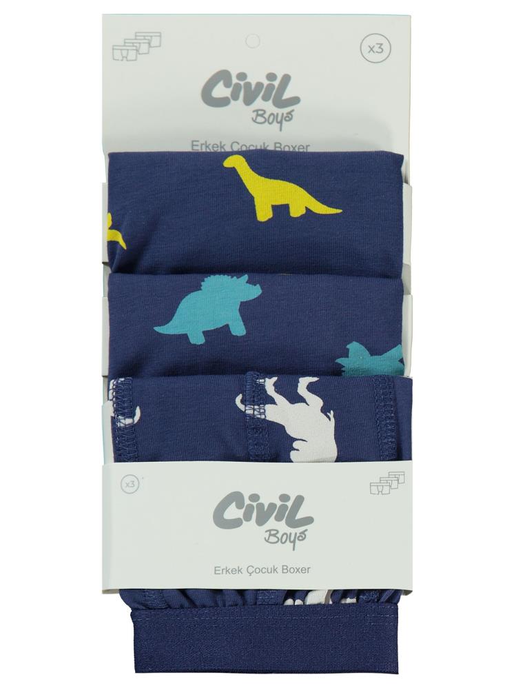 Civil Boys Dinazor 2-10 Yaş 3'lü Boxer Set