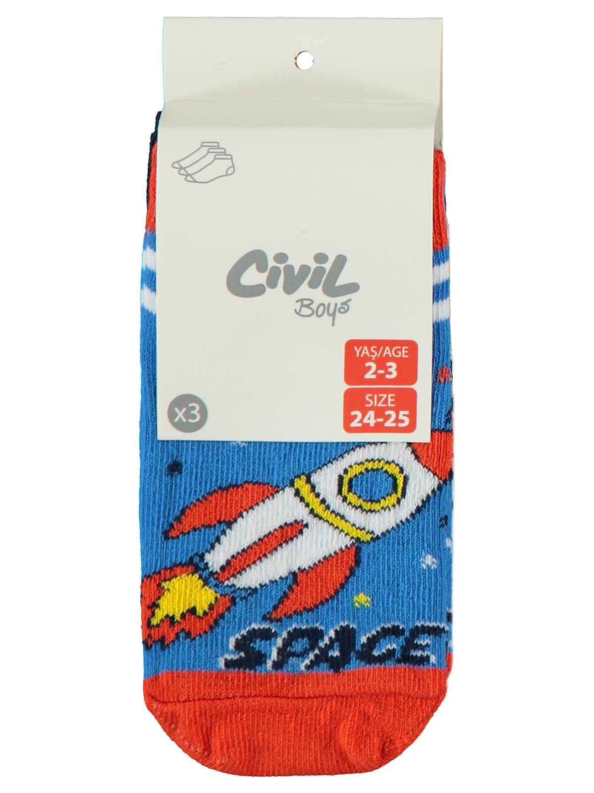 Civil Boys Space 3'lü 2-12 Yaş Erkek Patik Çorap