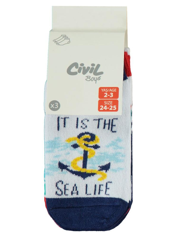 Civil Boys Sea 3'lü 2-12 Yaş Erkek Patik Çorap