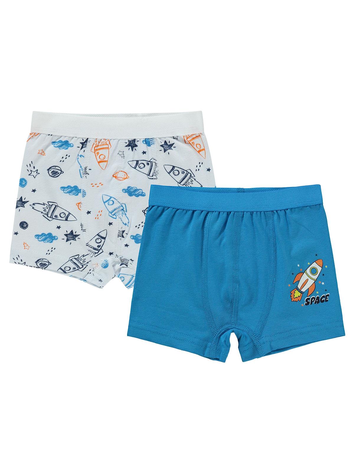 Civil Erkek Çocuk Space 2'li Boxer Set | Likralı Süprem Baskılı | Okul Kreş ve Günlük Kullanım