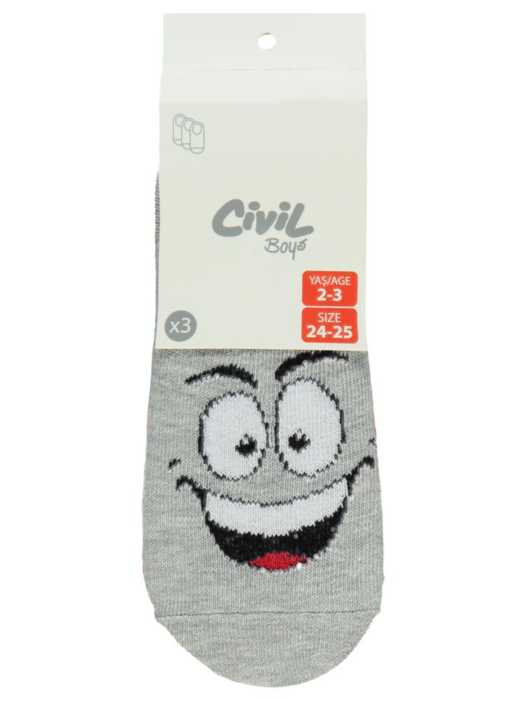 Civil Boys Gülenyüz 3'lü 2-12 Yaş Erkek Babet Çorap