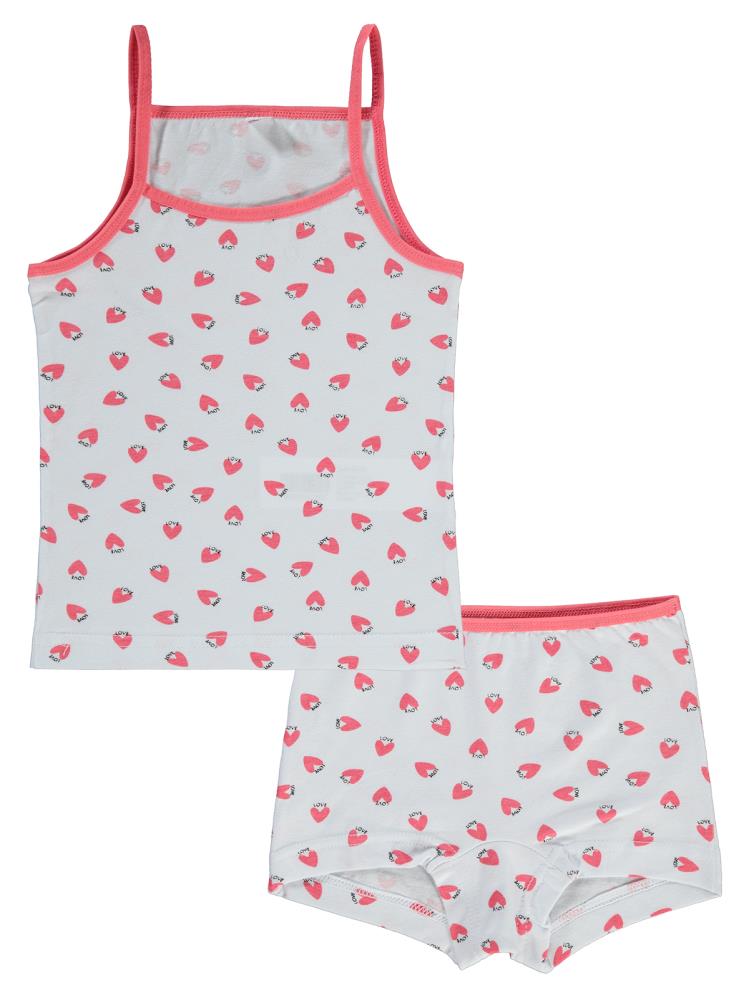 Civil Girls Kalp Empirme Desen 2-10 Yaş İç Çamaşır Takım