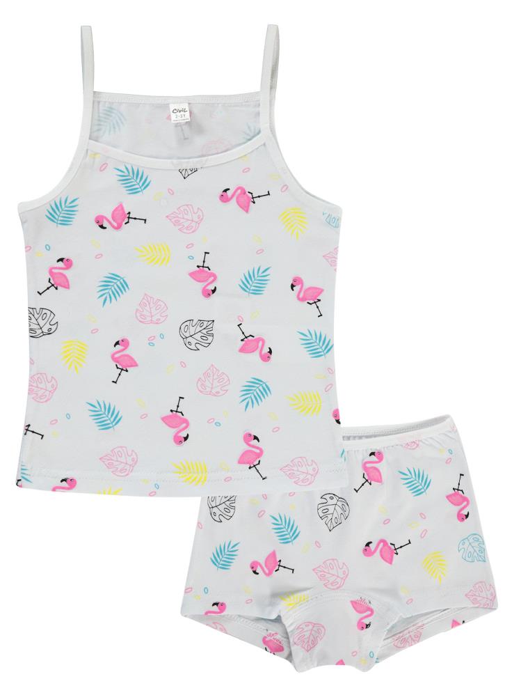 Civil Girls Flamingo Empirme Desen 2-10 Yaş İç Çamaşır Takım