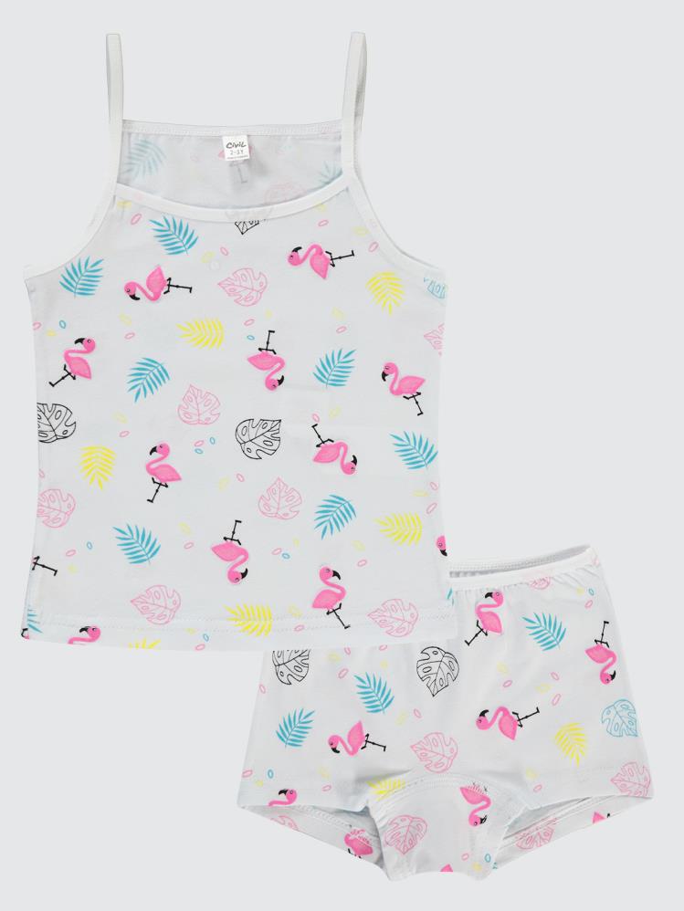 Civil Girls Flamingo Empirme Desen 2-10 Yaş İç Çamaşır Takım