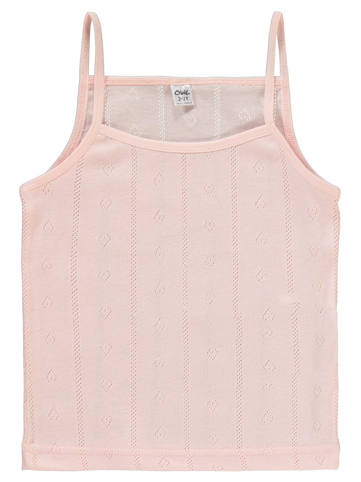 Civil Girls Jakarlı Kalp 2-10 Yaş 2'li Atlet Set - Ekru