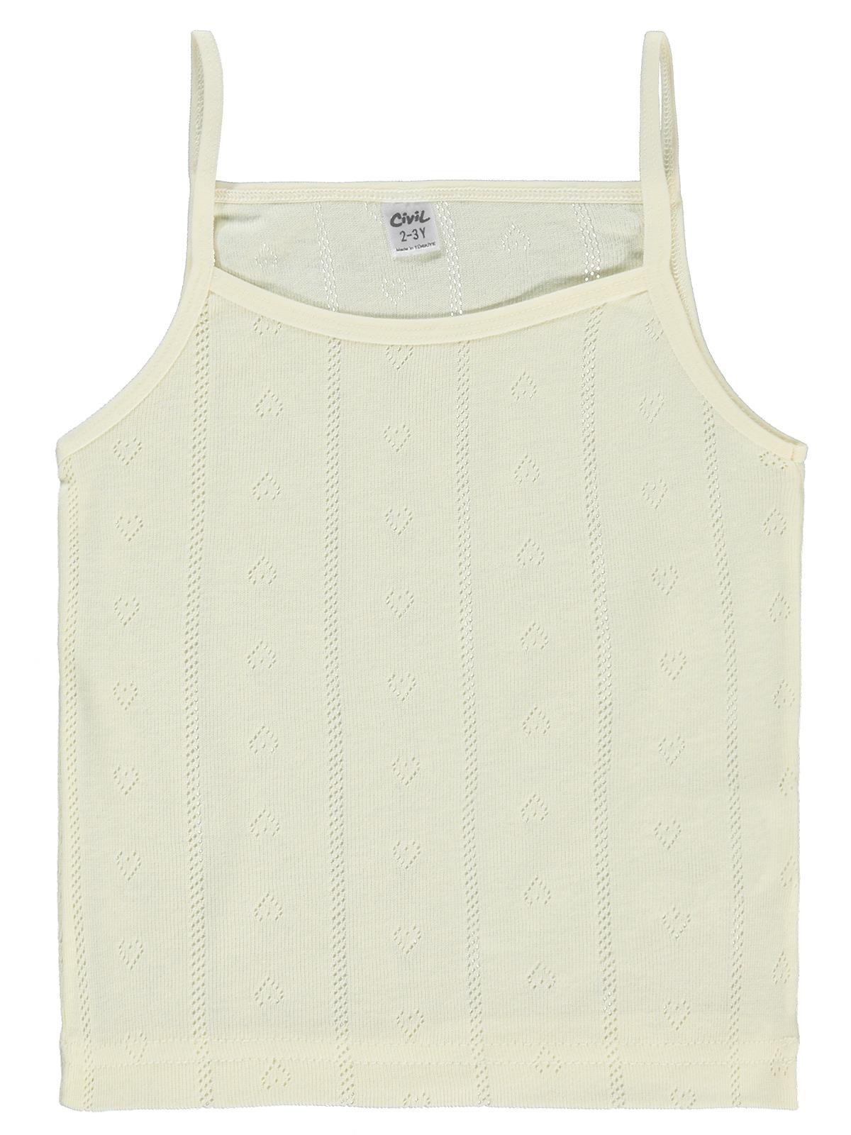 Civil Girls Jakarlı Kalp 2-10 Yaş 2'li Atlet Set - Ekru