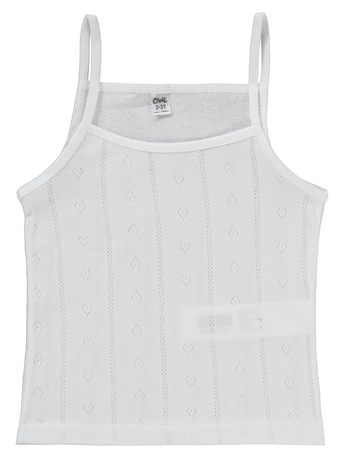 Civil Girls Jakarlı Kalp 2-10 Yaş 2'li Atlet Set - Beyaz