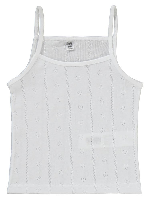 Civil Girls Jakarlı Kalp 2-10 Yaş 2'li Atlet Set - Beyaz