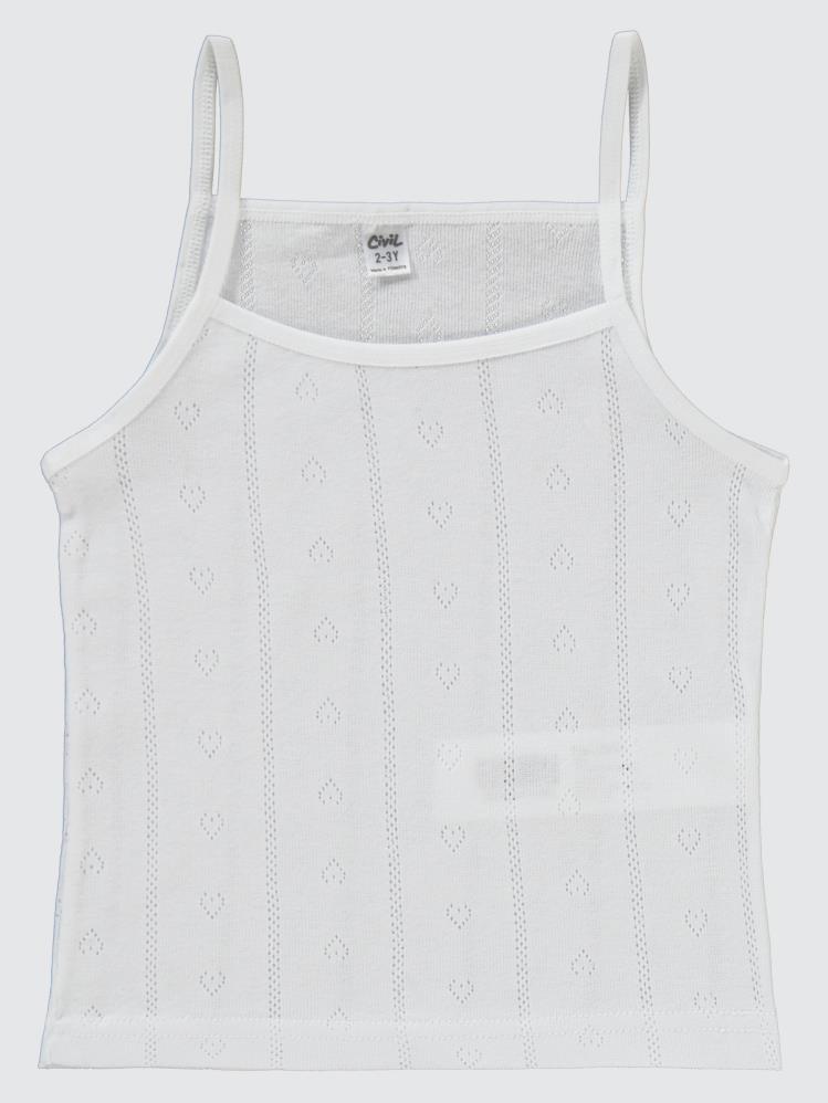 Civil Girls Jakarlı Kalp 2-10 Yaş 2'li Atlet Set - Beyaz