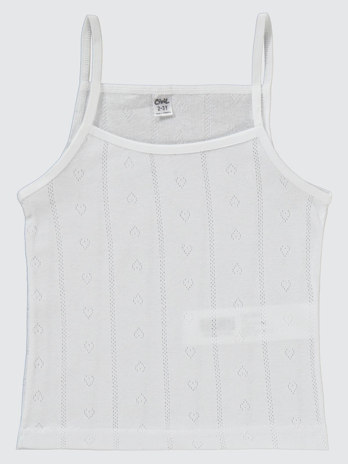 Civil Girls Jakarlı Kalp 2-10 Yaş 2'li Atlet Set - Beyaz