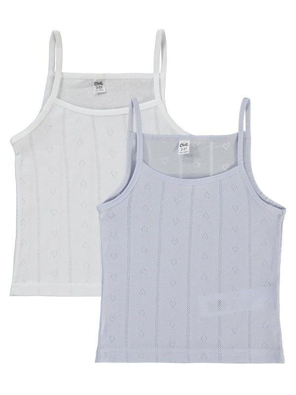 Civil Girls Jakarlı Kalp 2-10 Yaş 2'li Atlet Set - Beyaz