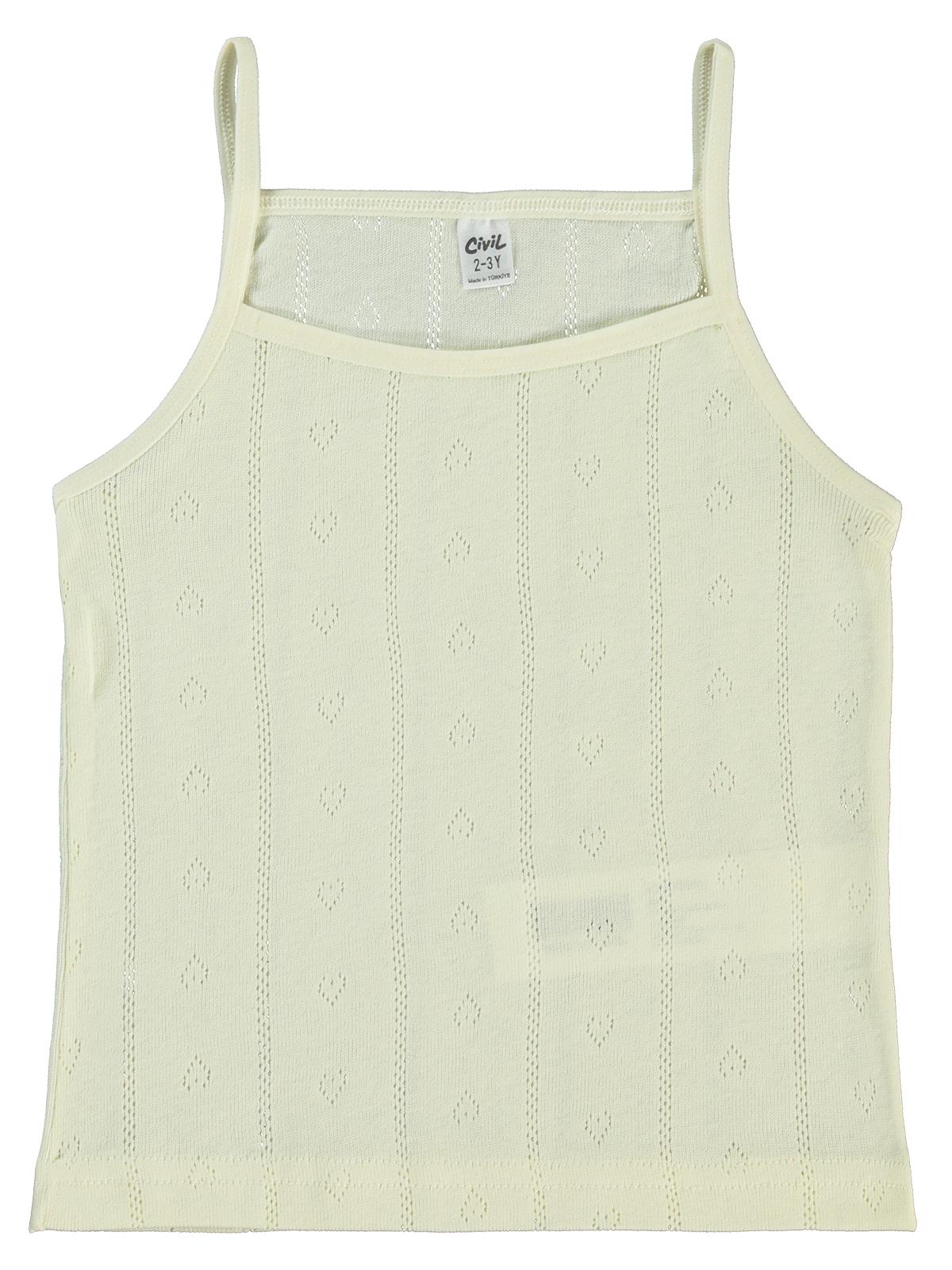 Civil Girls Jakarlı Kalp 2-10 Yaş 2'li Atlet Set - Ekru