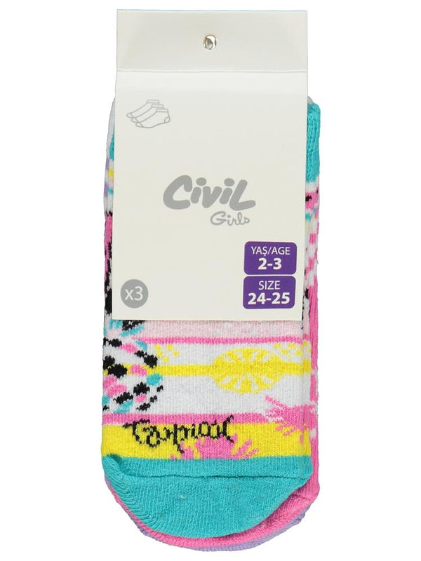 Civil Girls Hello Summer 3'lü 2-12 Yaş Kız Patik Çorap