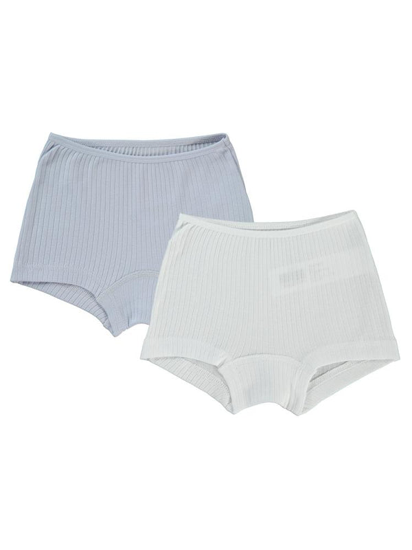 Civil Girls Ribana Çizgili 2-10 Yaş 2'li Boxer Set - Beyaz
