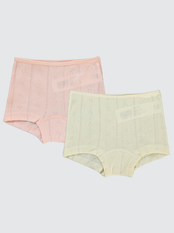 Civil Girls Jakarlı Kalp 2-10 Yaş 2'li Boxer Set - Ekru