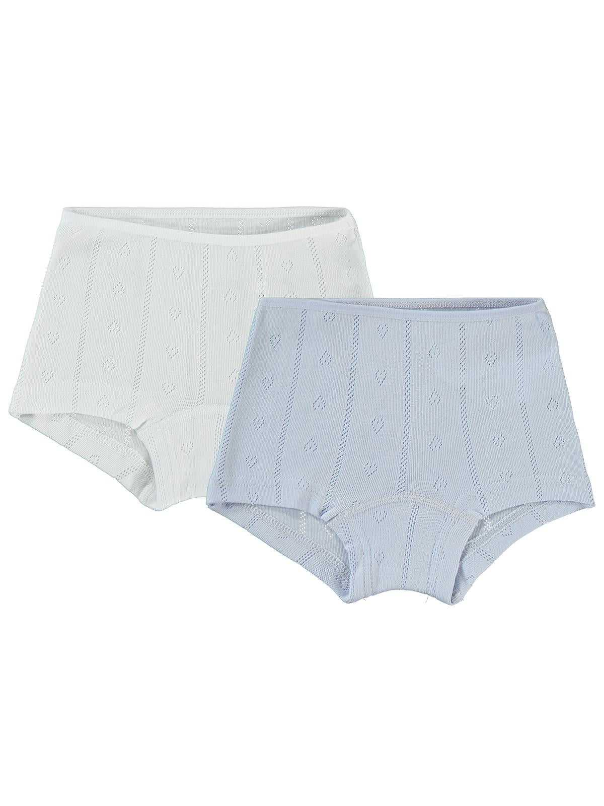 Civil Girls Jakarlı Kalp 2-10 Yaş 2'li Boxer Set - Beyaz