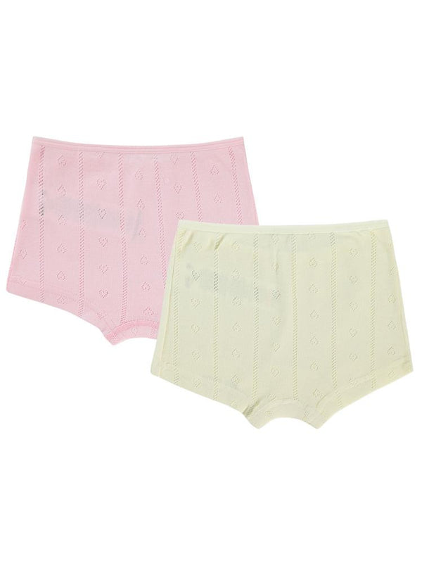 Civil Girls Jakarlı Kalp 2-10 Yaş 2'li Boxer Set - Ekru