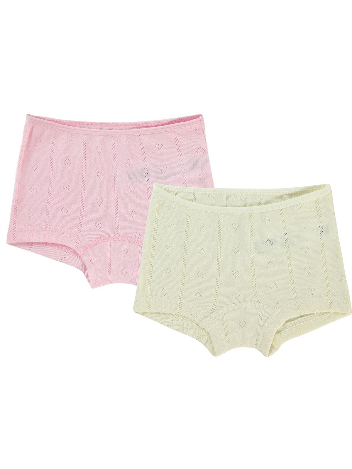 Civil Girls Jakarlı Kalp 2-10 Yaş 2'li Boxer Set - Ekru