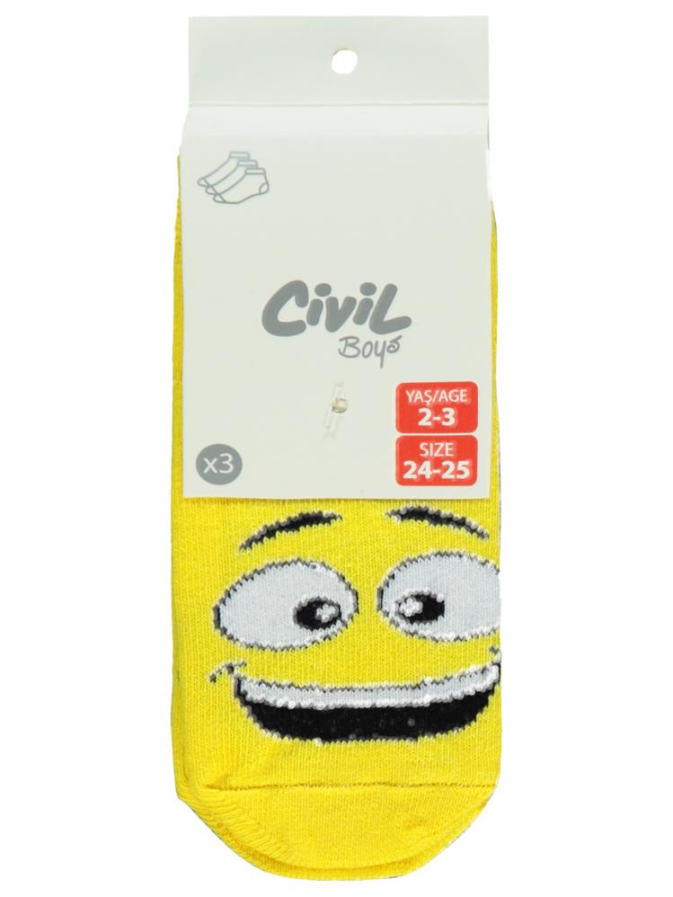 Civil Boys Gülenyüz 3'lü 2-12 Yaş Erkek Patik Çorap