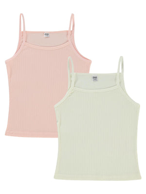 Civil Girls Ribana Çizgili 2-10 Yaş 2'li Atlet Set - Ekru