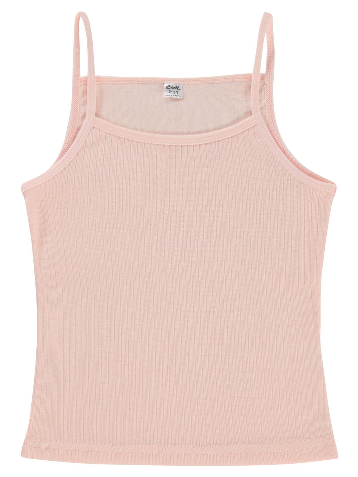 Civil Girls Ribana Çizgili 2-10 Yaş 2'li Atlet Set - Ekru