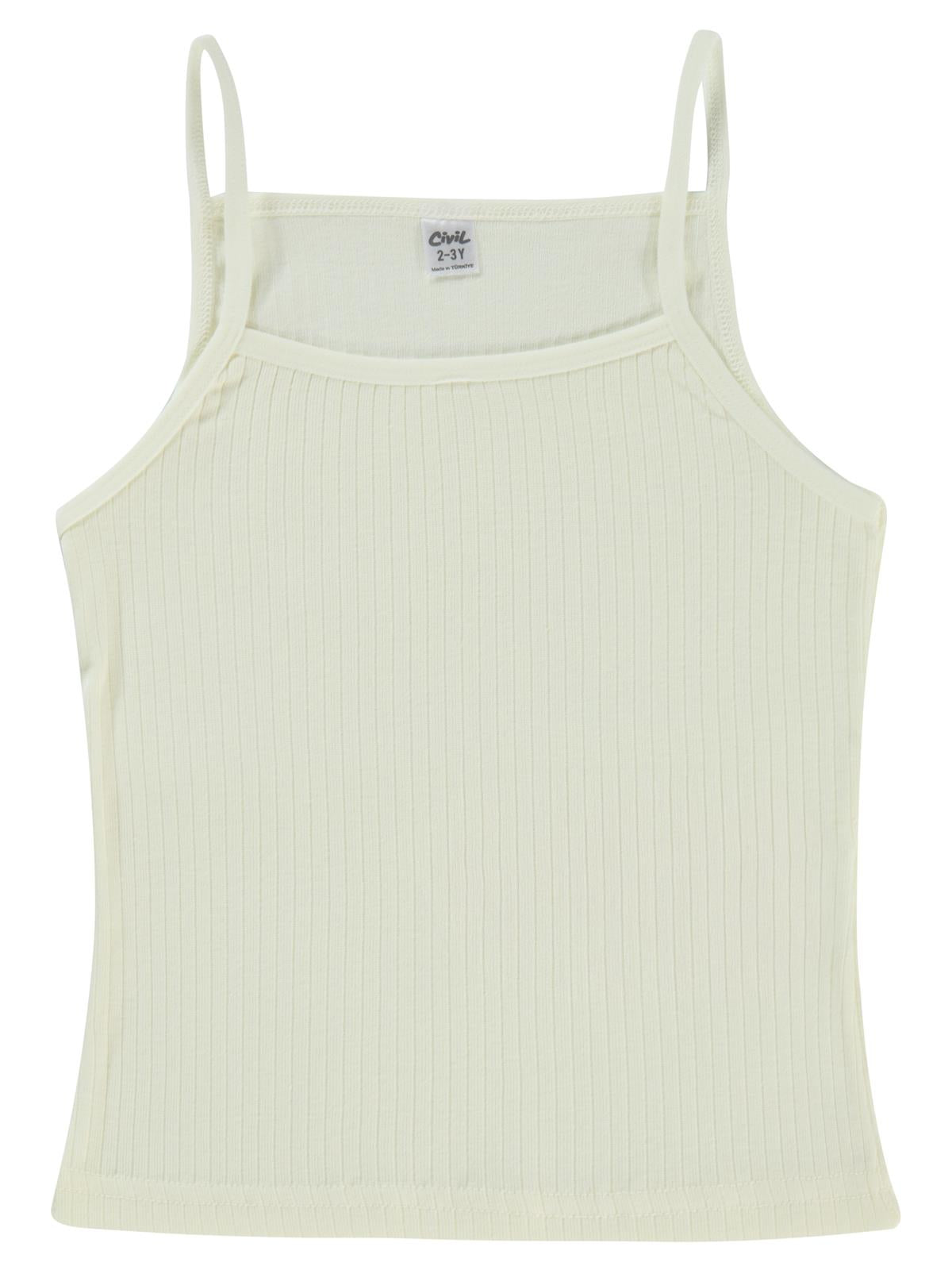 Civil Girls Ribana Çizgili 2-10 Yaş 2'li Atlet Set - Ekru