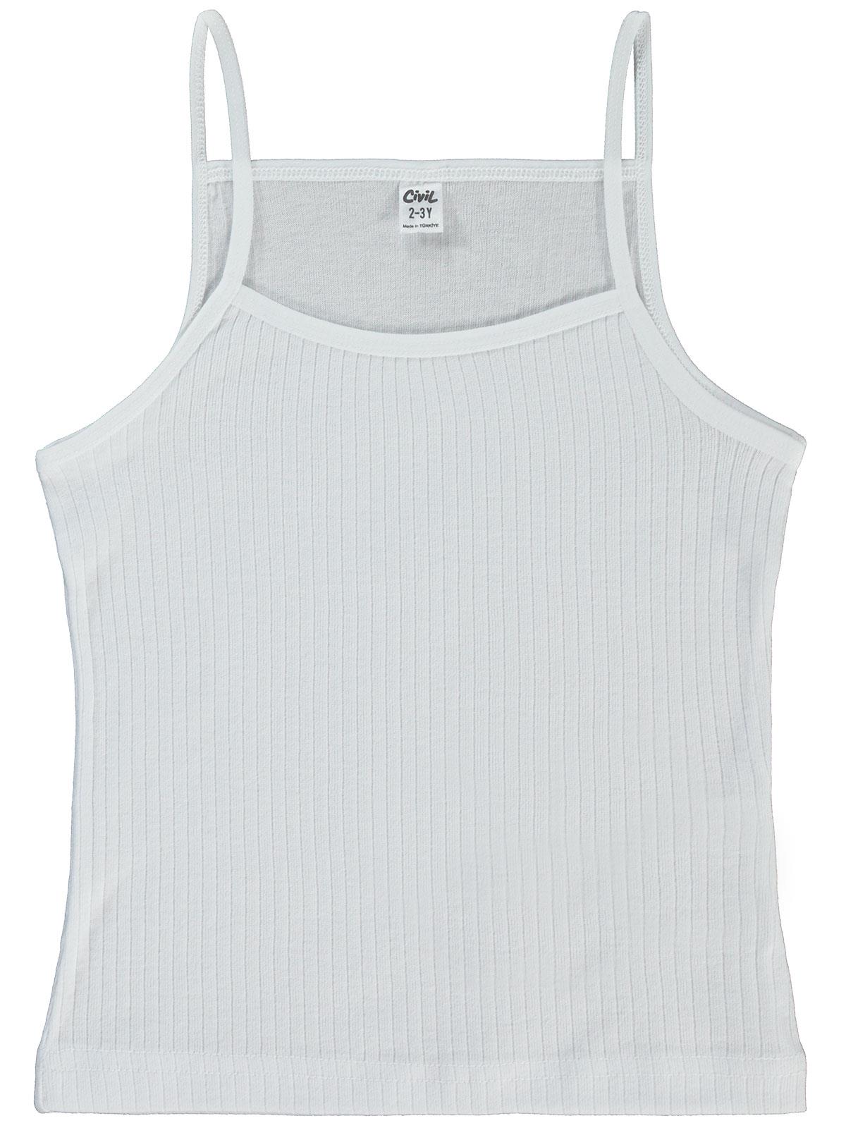 Civil Girls Ribana Çizgili 2-10 Yaş 2'li Atlet Set - Beyaz