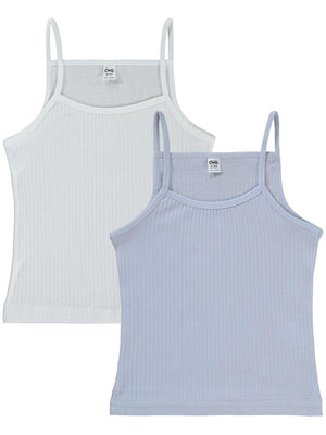 Civil Girls Ribana Çizgili 2-10 Yaş 2'li Atlet Set - Beyaz