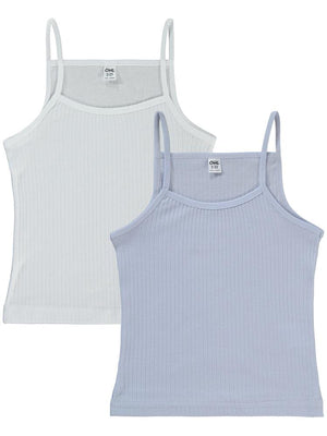 Civil Girls Ribana Çizgili 2-10 Yaş 2'li Atlet Set - Beyaz